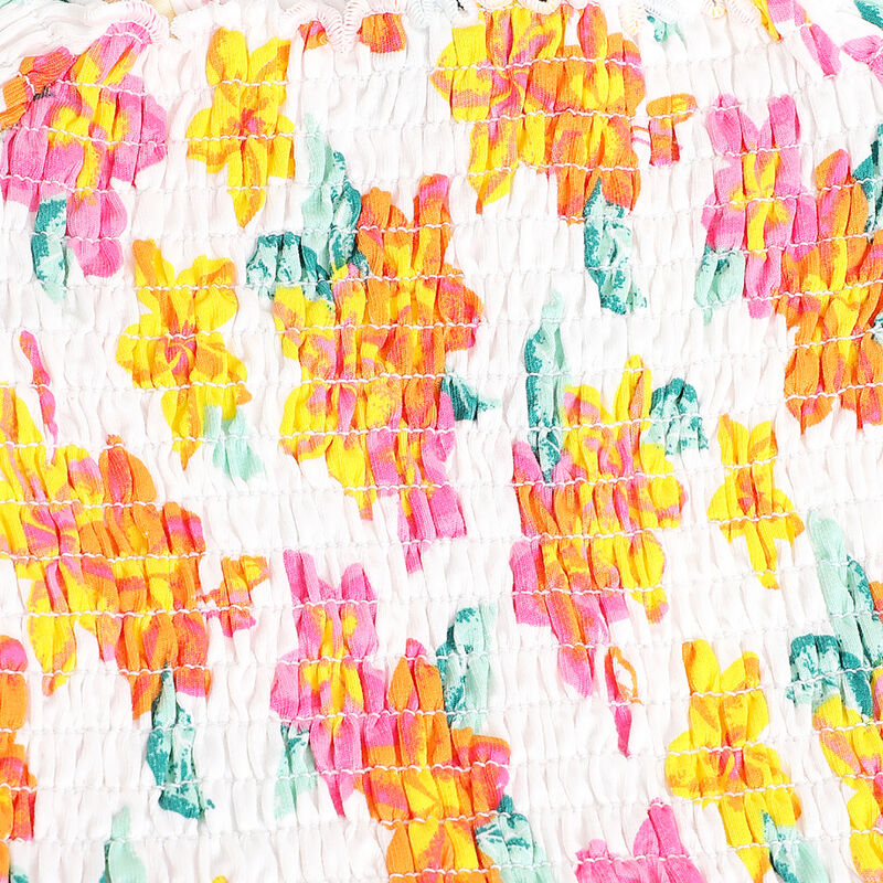 Girls Pink and Yellow Floral Printed Dress image number 2